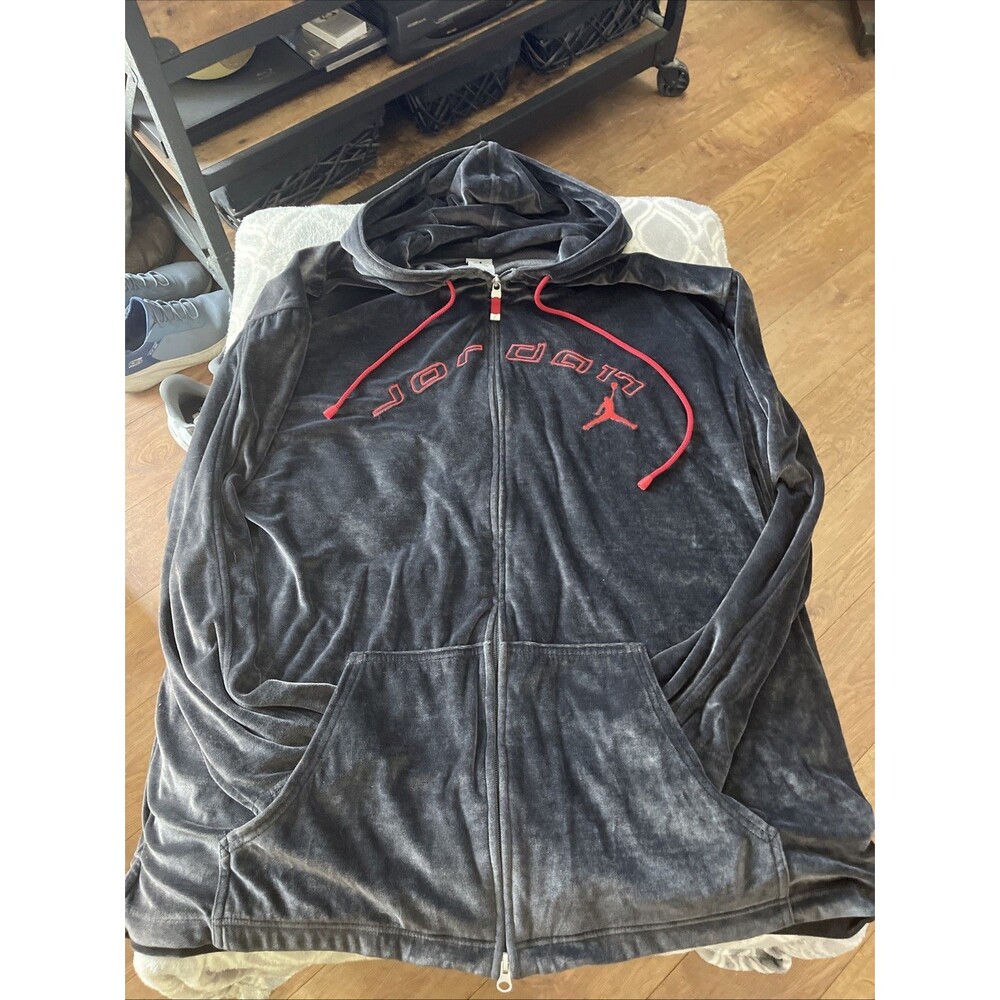 Vintage Y2K Air Jordan Velour Jacket Sz XXXL Black